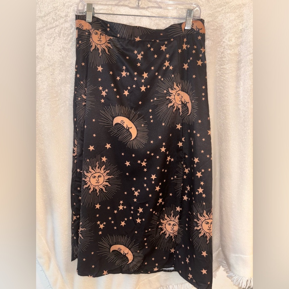 Sun & Moon silk midi skirt, size L
